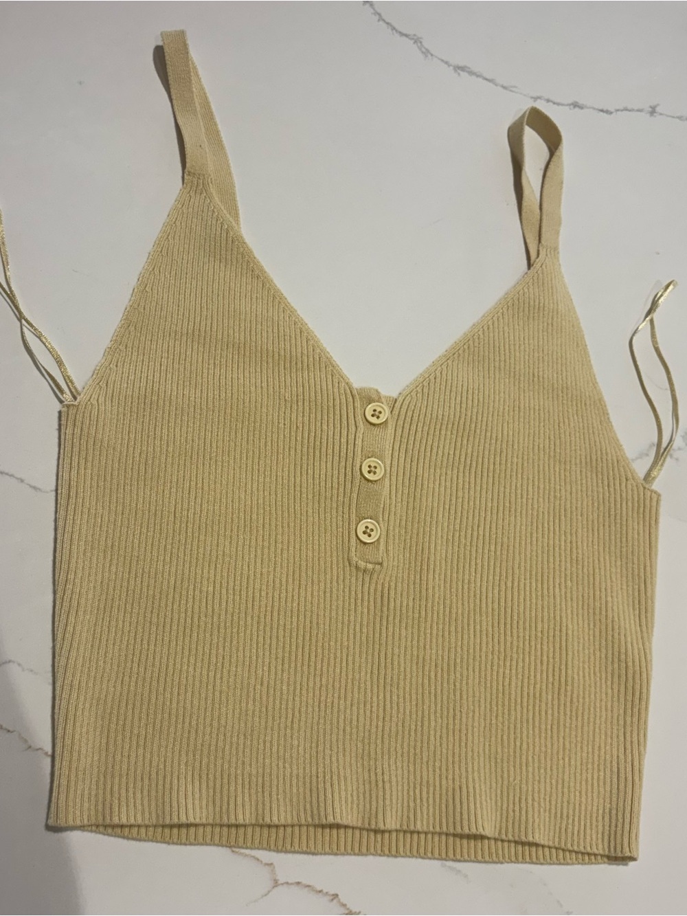 L.A. Hearts Ribbed Knit Button Front Cami Tank Top Beige M